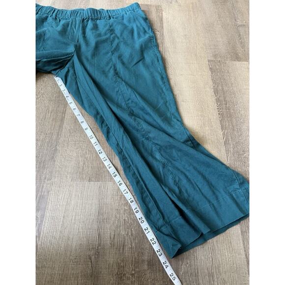 J Jill Linen Wide Leg Crop Pants Women’s Green Teal Color Linen Blend Size Large - Picture 5 of 9